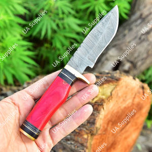 มีดสกินเนอร์เหล็กดามัสกัสงานฝีมือ ด้ามไม้ปักก้าเคลือบ สำหรับพกพา ตั้งแคมป์ ล่าสัตว์ ใช้ในยุทธวิธี คุณภาพพรีเมียม ราคาขายส่ง - Product Image 2