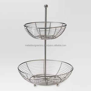 <b>Metal</b> and Wood Oval Wire Nesting Tableware and Kitchenware Multipurpose High Quality <b>Storage</b> <b>Baskets</b> With Unique Style - Product Image 3