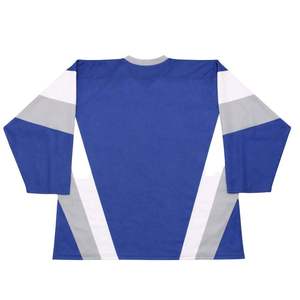 Maillot de hockey sur glace INDEX bleu, blanc, gris, sublimé, col en V, manches longues, évacuation de l'humidité, unisexe, adulte, coupe classique - Product Image 2
