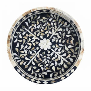 Bandeja de servir con incrustaciones de nácar rosa, diseño geométrico de mosaico, bandeja decorativa para mesa de centro otomana, para decoración del hogar y hoteles - Product Image 5