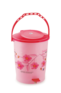 Stylish Plastic Pedal Dustbin with Lid & Carry Handle, Floral Print Waste <b>Basket</b> for <b>Bathroom</b>, Kitchen, Bedroom, Office & Home - Product Image 2