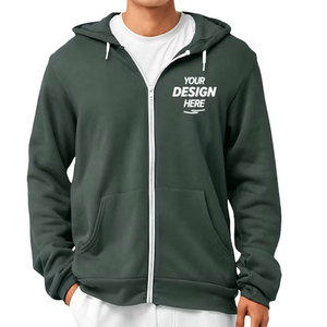 Nouveau Mockup de Sweat à Capuche Zippé pour Homme en Polaire, Couleur Jaune Moutarde Unie, Style Décontracté, pour Marques de Vêtements - Product Image 4