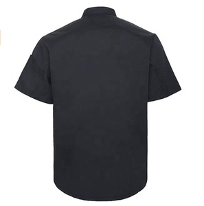 เสื้อเชฟแขนสั้นสีขาวดำ ผ้าโพลีเอสเตอร์ปั่น สำหรับทุกเพศ พร้อมกระดุม - Product Image 3