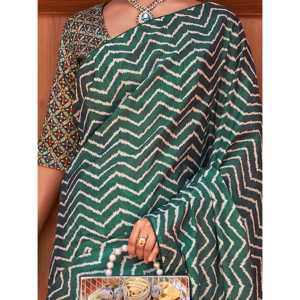 Saree de soirée en crêpe imprimé numérique vert sarcelle à couper le souffle pour l'événement - Product Image 3