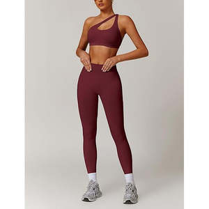 Ensembles de yoga réversibles 2 pièces respirants et légers en Spandex/Coton, leggings taille haute, extensibles dans les quatre sens, confortables et unis - Product Image 3