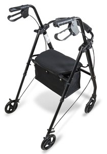 Lightweight Folding 4-Wheel <b>Rollator</b> Height Adjustable Handles & Legs Padded Seat with Storage Bag 136kg Capacity Ergonomi - Product Image 4