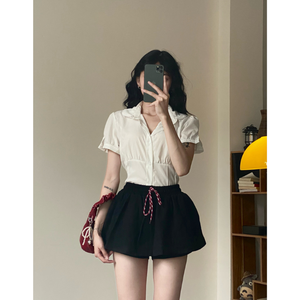 Hot Selling Women'S Summer <b>Skirt</b> High <b>Elastic</b> Button Fly Closure Shorts Solid Color Eco-Friendly Quick Dry Breathable Casual - Product Image 6