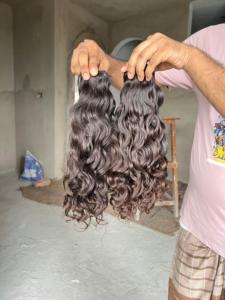 Cabello Humano Virgen Remy Rizado Indio, Doble Trama a Máquina, Crudo Sin Procesar, Paquetes a Granel, Cabello de Templo del Sur de la India, Puntas Completas - Product Image 3