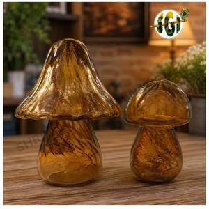 Ornements de Pâques en verre de bonne qualité en forme de champignon, ensemble de peinture LED pour champignons de Pâques en verre gravé, champignon en verre LED - Product Image 1