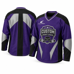 Jersey de Hockey sobre Hielo Unisex Personalizado, Bordado en Tela a Cuadros, Manga Larga, Malla Transpirable, Protección Anti-UV - Product Image 4