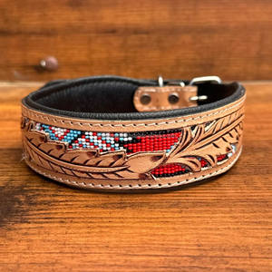 Wholesale Design Your Own Logo Hand Tooled Leather Hunting Dog Training Comfortable Collars Luxury Genuine Leather Pet Collars - Product Image 4
