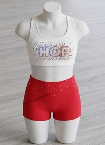 Conjunto de Top Corto y Falda para Animadoras HOP, Negro y Rojo con Brillantina, Uniforme de Práctica para Jóvenes - Product Image 5