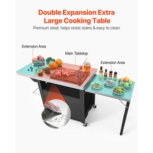 Carrello portaoggetti da esterno con tavolo grill in acciaio inossidabile da 74,8 pollici e isola cucina impermeabile - Product Image 4