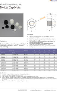 एम 3 एम 4 एम 5 एम 6 नायलॉन स्क्रू नट एम 8 एम 10 एम 12 नायलॉन एकॉर्न कैप गुंबद सफेद/काले प्लास्टिक हेक्स नट - Product Image 3