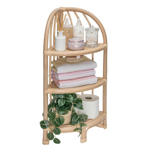 Top Selected Wholesale High Quality Handcrafted 3-Tier Rattan Corner <b>Shelf</b> Suitable <b>For</b> Kitchen & Living Room Display - Product Image 2