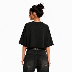 High Quality OEM Custom Logo Y2K Rhinestone <b>Crop</b> <b>Top</b> <b>Men</b> Acid Wash Distressed Oversized T-shirt 100% Cotton Goth Streetwear - Product Image 4