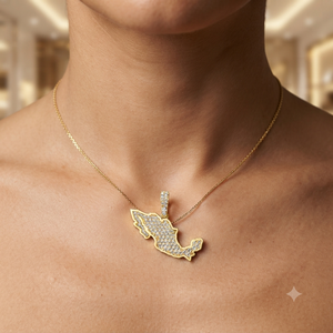 Colgante Personalizado con Mapa de México en Oro Sólido de 14K con Diamantes Naturales, Amuletos del Día Nacional, Joyería Hip Hop Premium, Ideas de Regalos - Product Image 2