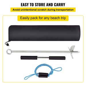 Ancora da sabbia in acciaio inossidabile 316 da 18 pollici con manico rimovibile e corda elastica per spiaggia, barriera di sabbia e imbarcazioni - Product Image 6