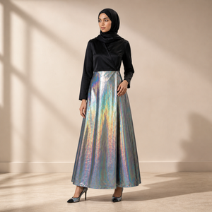 Vestido Abaya de Lujo con Paneles Metálicos para Mujer, Ropa Islámica Modesta |   Estilo Dubái de Manga Larga |   Ropa de Moda para Exportación OEM de la India - Product Image 4