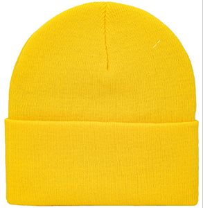 Rifat Sport Wear <b>Yellow</b> <b>Beanie</b> Hat Unisex Adult Casual Solid Color Knitted Winter Cap 100% Cotton Cuffed Design Hand Embroidery - Product Image 2