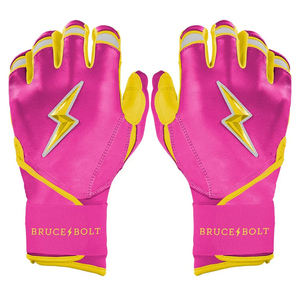 Gants de frappeur de baseball en cuir de chèvre 100 % qualité supérieure, personnalisés, à manchette longue, avec poignées ergonomiques, couleur rose, fournisseur - Product Image 1