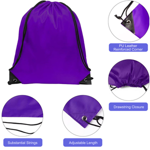 Colorful <b>Drawstring</b> <b>Backpacks</b> Plain Dyed Polyester Sport Bag Portable Outdoor Use Multi Color Options Wholesale OEM Supplies - Product Image 3