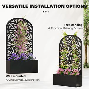 Jardinière autoportante ou murale en métal avec treillis pour plantes grimpantes, pots et jardinières pour patio et balcon - Product Image 5