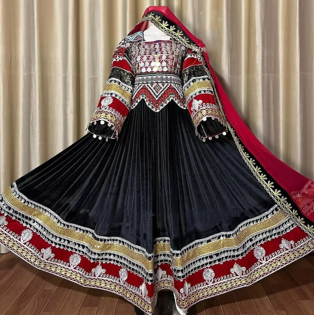 knee length dresses for ladies Elegant Afghan Pink Dress x Small main image 0
