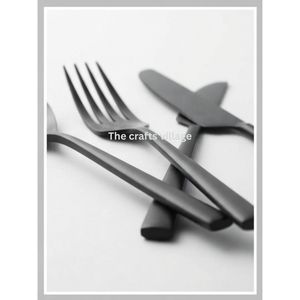 Juego de Cubiertos de Metal Negro Mate, Diseño Minimalista, Juego de Cubiertos de Acero Inoxidable para Uso en Servicios de Catering - Product Image 5