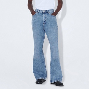 Jean en denim coupe droite ample pour homme, en coton délavé de qualité supérieure, extensible et respirant, style décontracté hip-hop, fournisseur en gros - Product Image 3