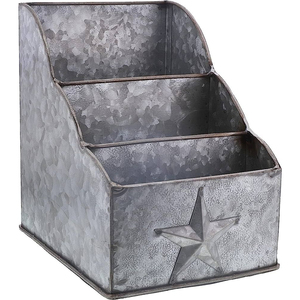Portautensilios de metal galvanizado con asa, estilo vintage rústico, organizador de mesa de 4 compartimentos para cubiertos de cocina - Product Image 5