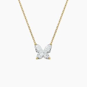 Collier pendentif en diamant taille marquise papillon symétrique - Product Image 1