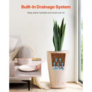 Ensemble de 2 jardinières hautes pour l'extérieur, 21 pouces de hauteur, rondes, grande finition pierre, pots à fleurs et à plantes pour la véranda avant, le patio - Product Image 4