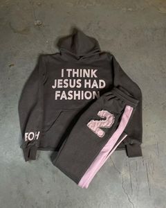 Tracksuit Set Applique Number 2 Design Unisex Streetwear Autumn Casual Wear Full Length Sweatshirt Pants 100% Cotton Quick Dry - Product Image 2