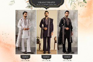 Best Quality Japanese with Thread & Sequence work <b>Kurta</b>-Plain Pant-Work Dupatta Set <b>Man's</b> wear Worldwide Supplier - Product Image 2