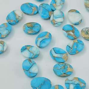 Dahlias bleu glace, cuivre, turquoise, cabochons ovales, pierres précieuses en vrac pour la création de bijoux - Product Image 5