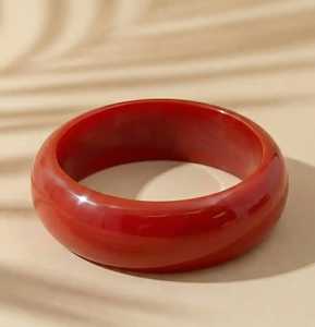 Classic <b>Red</b> Acrylic Resin Round Bangle <b>Bracelet</b> for Women Gift Fashion Jewelry - Product Image 1