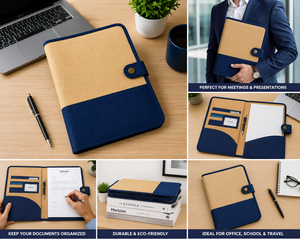 Amani เคสใส่ผลงานปอกระเจาทูโทนสีกรมท่าและกระดุมสีเบจ H-14ปิดแบบกระดุม "W-11" - Product Image 6