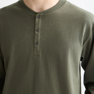 <b>Men's</b> Long Sleeve <b>Henley</b> T-<b>Shirt</b> 100% Cotton Regular Fit Button Up Collar Solid Color Casual Wear Autumn Knitted Fabric - Product Image 6