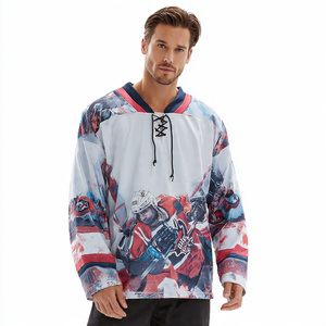 Maillot de hockey sur glace à manches longues 100% polyester, vêtements d'entraînement, maillot de hockey personnalisé par sublimation - Product Image 6