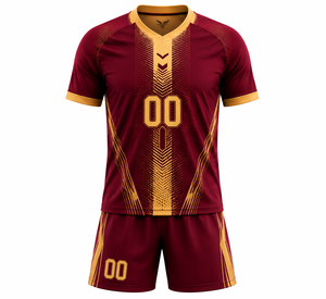 Custom Men <b>Soccer</b> Jersey Shorts Set Sublimated V-Neck 100% Polyester Adult Football Uniform Breathable Eco-Friendly Summer - Product Image 1