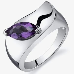Marquise Cut Amethyst 14K Gold Plated 925 <b>Sterling</b> <b>Silver</b> Luxury Engagement & Wedding <b>Ring</b> 10x5mm Prong <b>Set</b> - Product Image 1