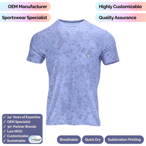 เสื้อยืดกีฬาแพเดิลลายพิมพ์คุณภาพพรีเมียม ระบายอากาศ แห้งเร็ว สำหรับผู้ชาย คอกลม แขนสั้น - Product Image 1