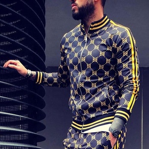 New Trend Men's Urban Front Zipper Enclosure Track Suit With Ribbed Hem & Cuff Zip <b>Up</b> Printed Fabric Sublimated Sweat Suit Set - Product Image 5