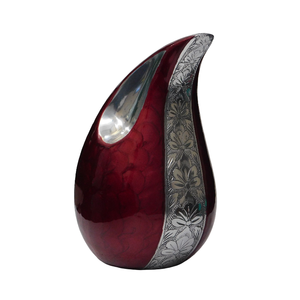 Urnes funéraires en aluminium en forme de goutte d'eau avec gravure magnifique, finition en étain et couleur blanc cassé, fournitures funéraires en métal. - Product Image 4