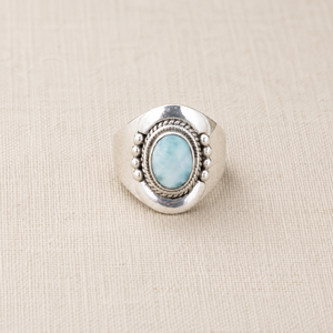 Natural Larimar Gemstone Vintage <b>Ring</b> 925 Sterling Silver Rose Gold Yellow Gold Plated Boho Statement Jewelry Gift <b>for</b> Her <b>Men</b> - Product Image 4