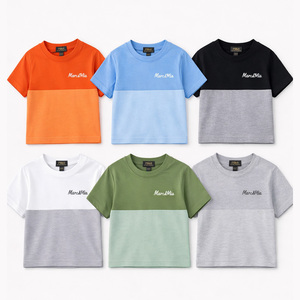 Wholesale 100% Cotton Kids Color Block T Shirt OEM Custom Logo Soft Breathable Children Tee Toddler <strong>Boys</strong> Summer Top 1-8 Years - Product Image 2