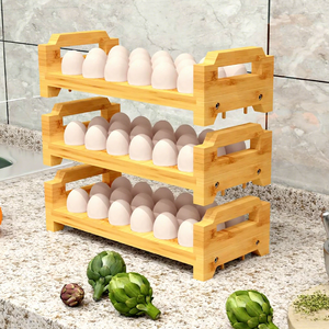 Handmade <b>Eco</b>-Friendly Bamboo Deviled <b>Egg</b> Tray Set Custom Wooden <b>Egg</b> Holder Storage Rack for Refrigerator Kitchen Accessory - Product Image 1