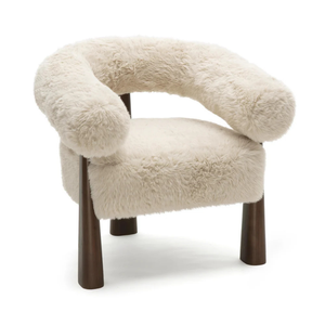 Sillón Moderno Tapizado en Tela de Lana con Patas de Madera, Diseño Contemporáneo para Sala de Estar - Product Image 1