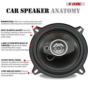 Haut-parleurs coaxiaux 5 voies pour portières de voiture, 5 paires, 350W, 4 ohms, système audio 2 voies avec super tweeter et subwoofer - Product Image 6